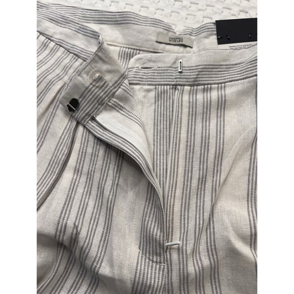Worthington Women's Cropped Wide Leg Striped Pants Pleated Size 16P Linen Blend - Picture 5 of 13